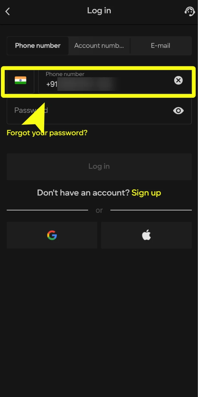 parimatch how to log in enter credentials