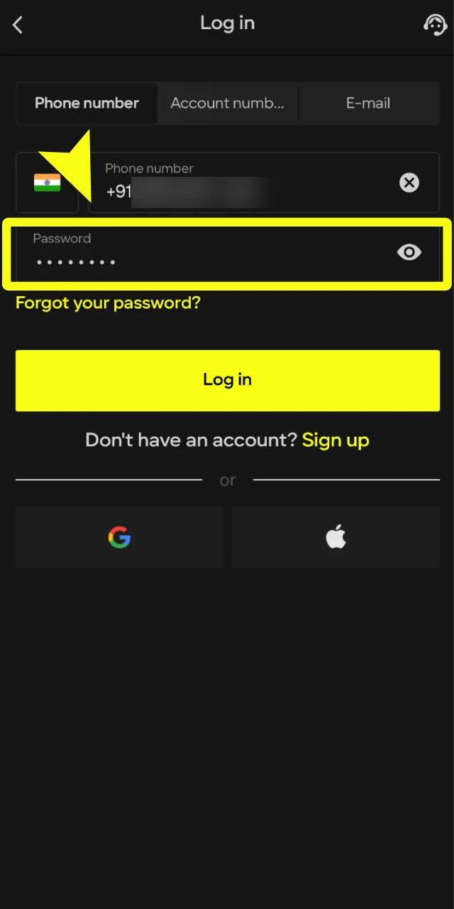 parimatch how to log in enter password