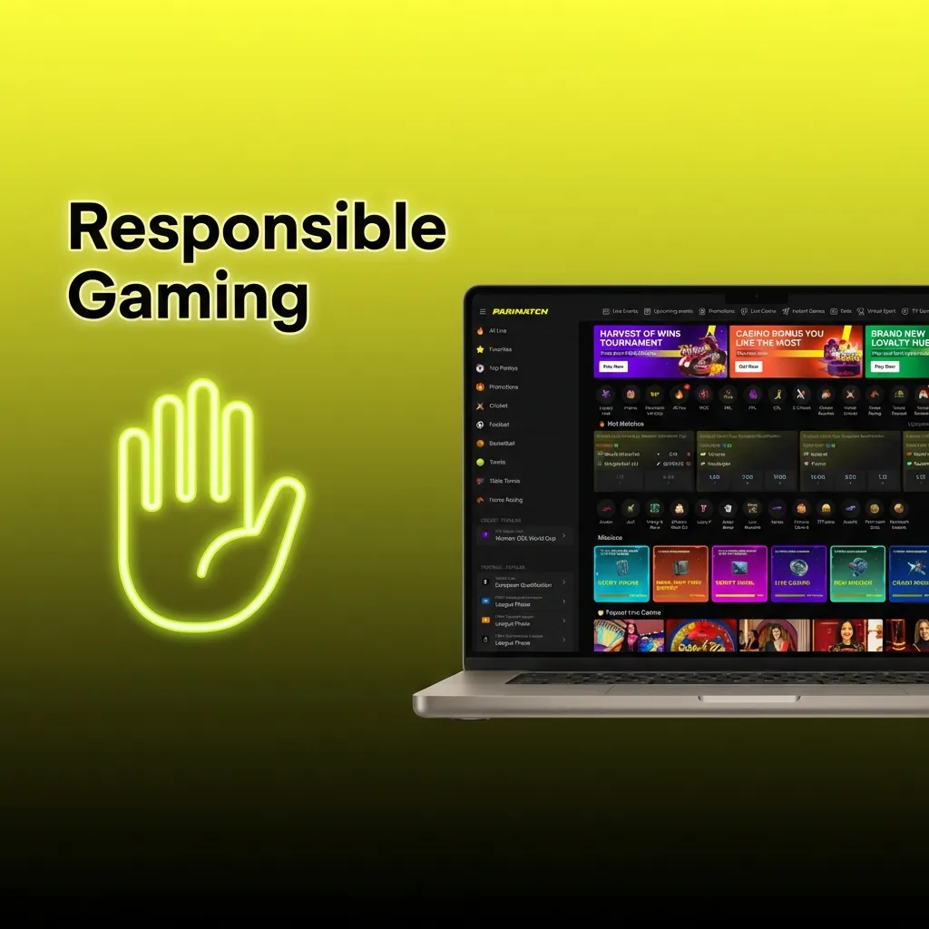 Responsible gaming graphic highlighting safety tools, limits, and support.