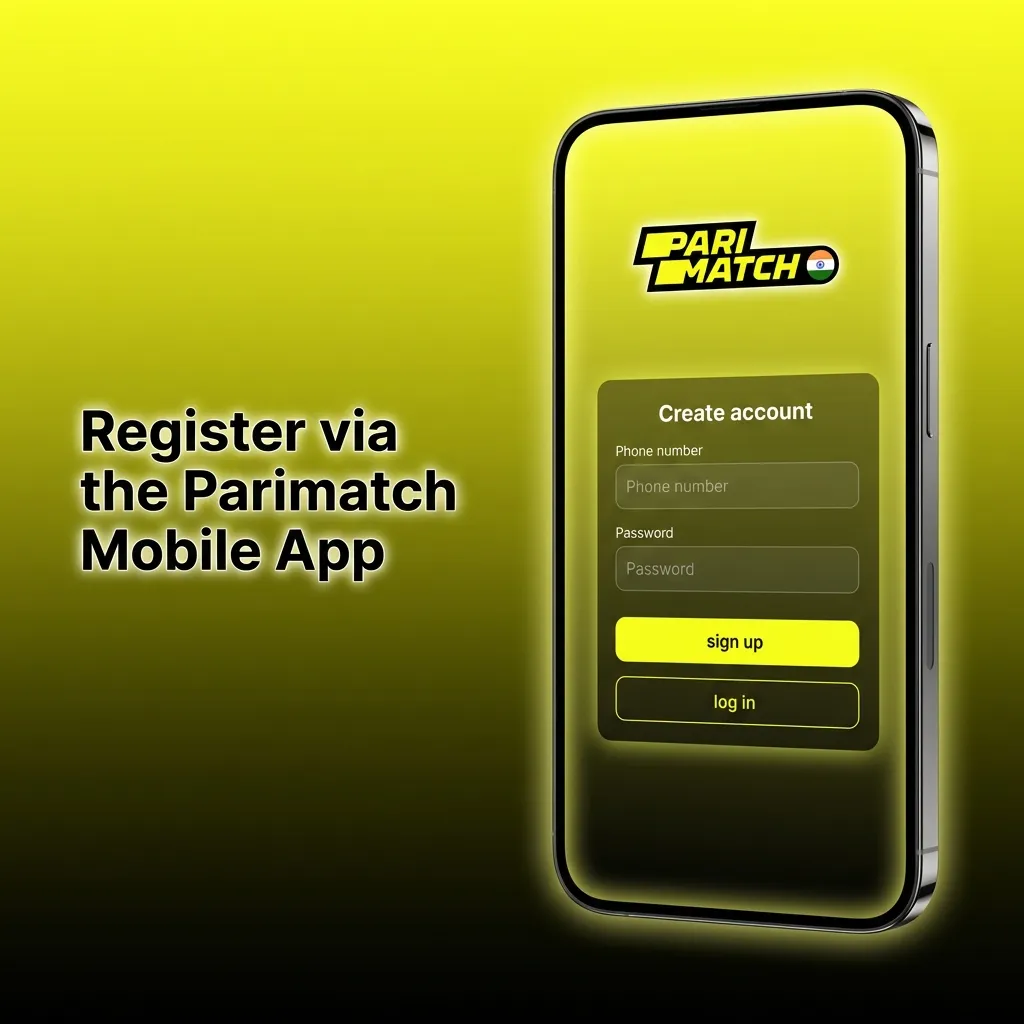 Parimatch mobile app interface displaying the account registration form.